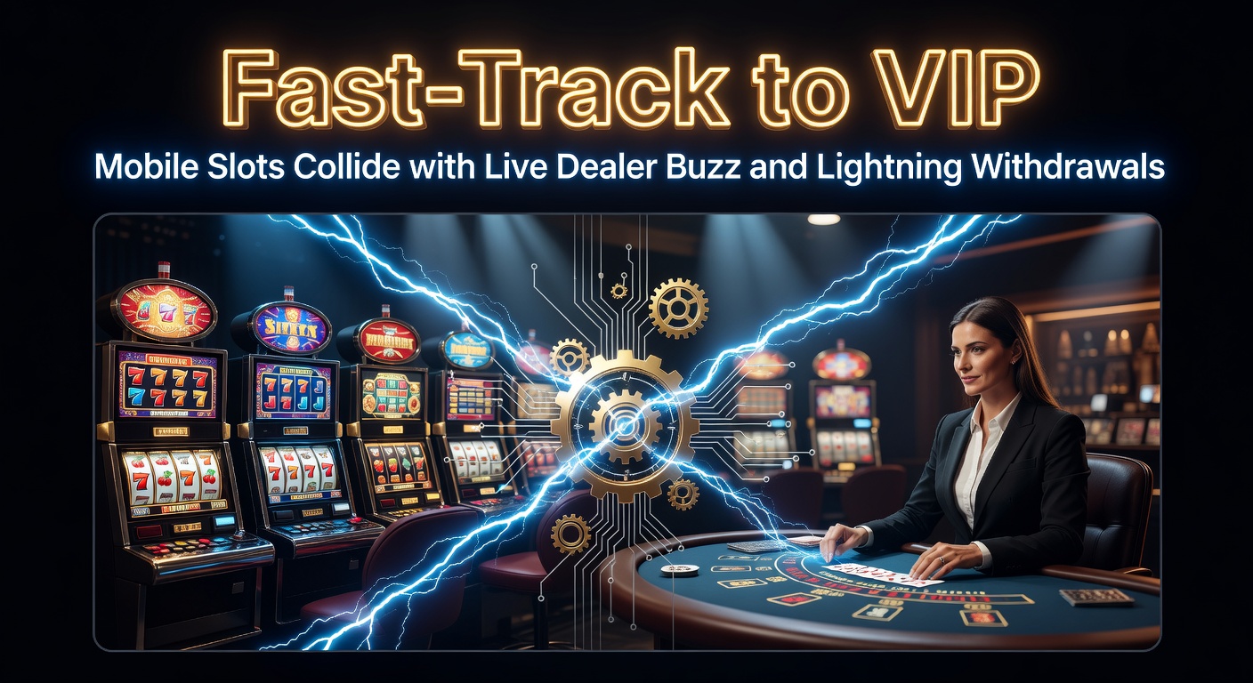 Dynamische Szene mit Turbo-Auszahlungs-Icons, VIP-Kronen und einem Mix aus Mobile Slots und Live Dealer Bildschirmen