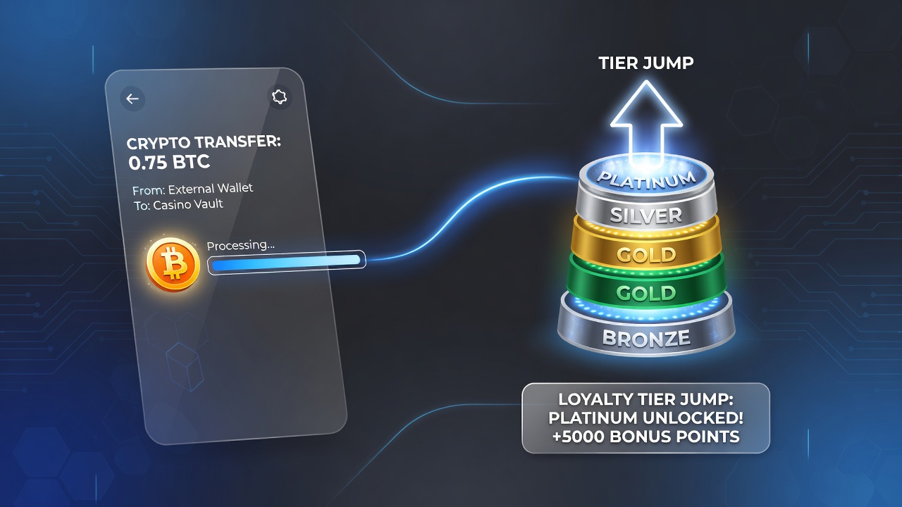Darstellung der Verbindung zwischen Krypto-Transaktionen und Aufstieg in Casino-Loyalty-Programmen