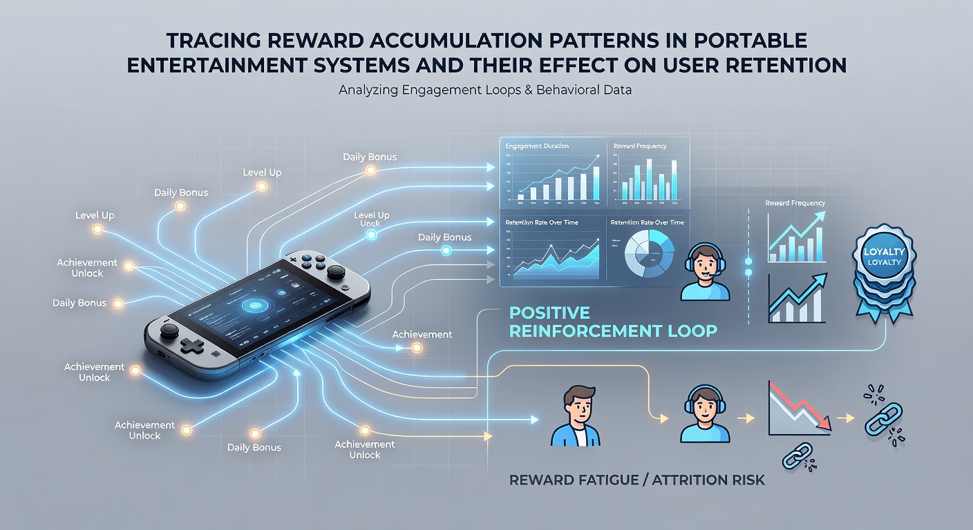 Darstellung von Nutzerretentionsstrategien mit Fokus auf Belohnungsketten in portablen Entertainment-Plattformen und statistischen Trends